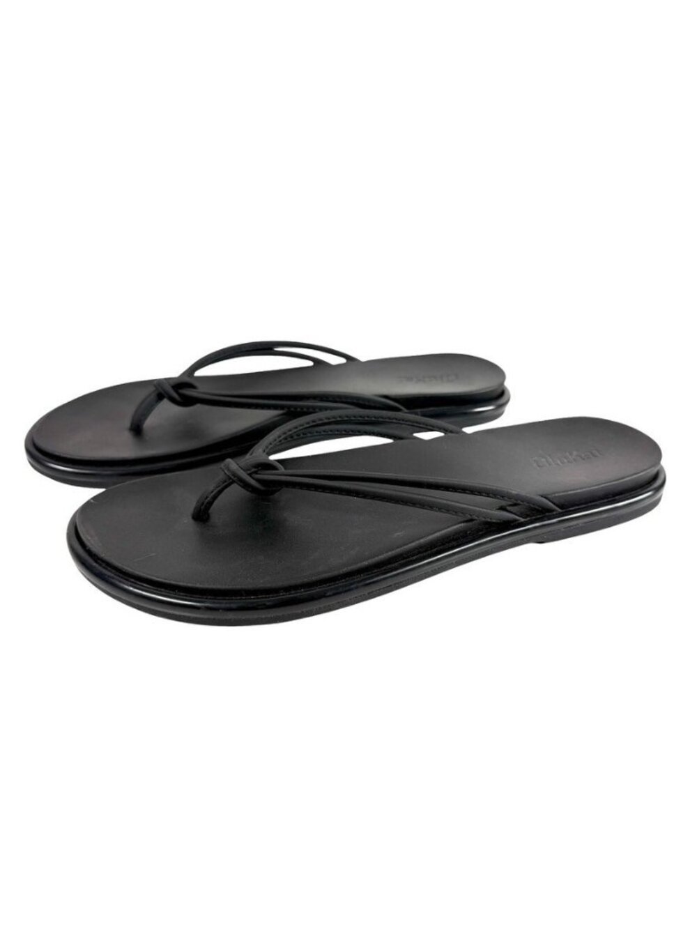 OluKai AKA Leather Strap Flip Flop Sandals Black Women’s Size 8
